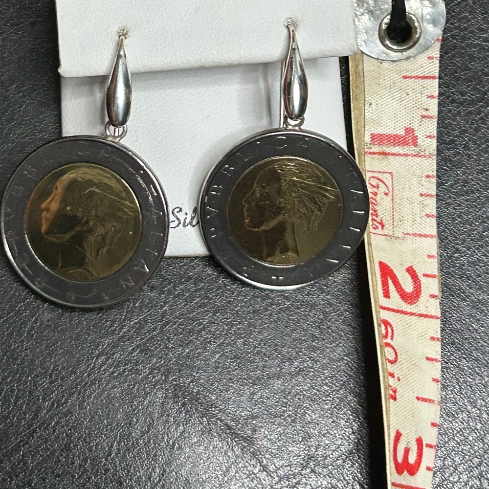 Sterling Sliver Gen Coin Earrings. Made in Dominican Republic. - Picture 3 of 7